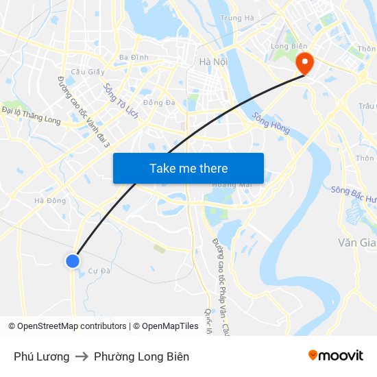 Phú Lương to Phường Long Biên map