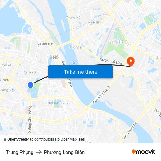 Trung Phụng to Phường Long Biên map