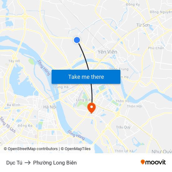 Dục Tú to Phường Long Biên map