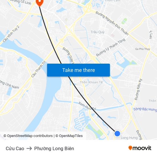 Cửu Cao to Phường Long Biên map