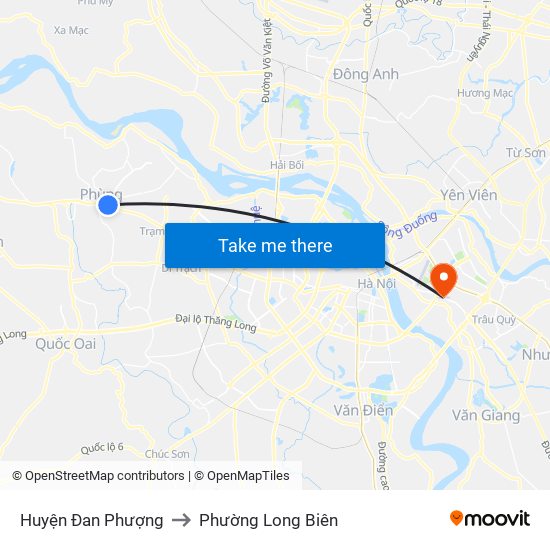 Huyện Đan Phượng to Phường Long Biên map