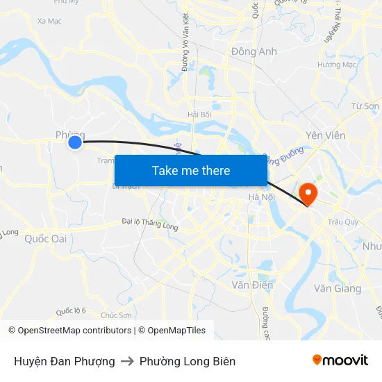 Huyện Đan Phượng to Phường Long Biên map
