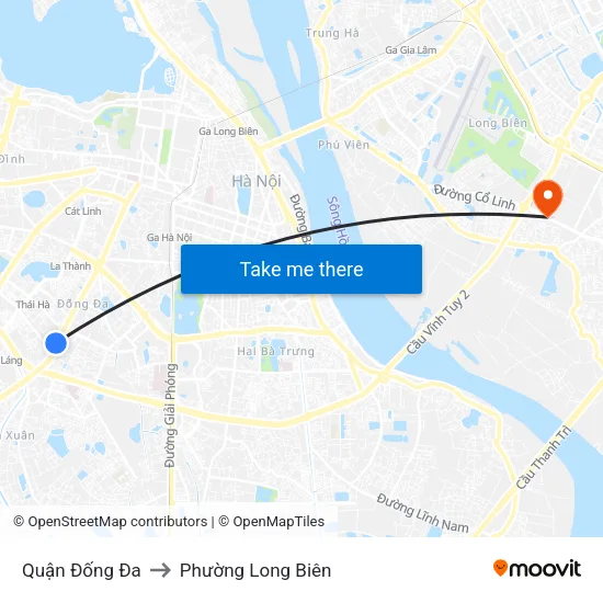 Quận Đống Đa to Phường Long Biên map