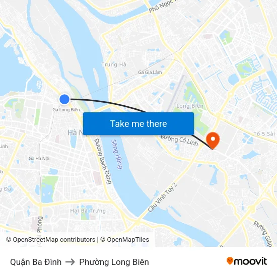 Quận Ba Đình to Phường Long Biên map