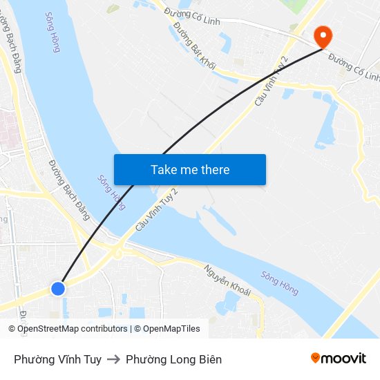 Phường Vĩnh Tuy to Phường Long Biên map