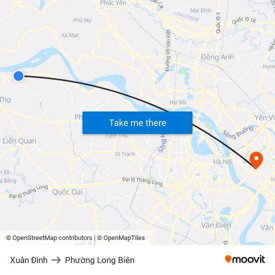 Xuân Đình to Phường Long Biên map