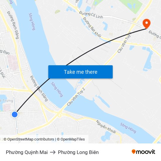 Phường Quỳnh Mai to Phường Long Biên map
