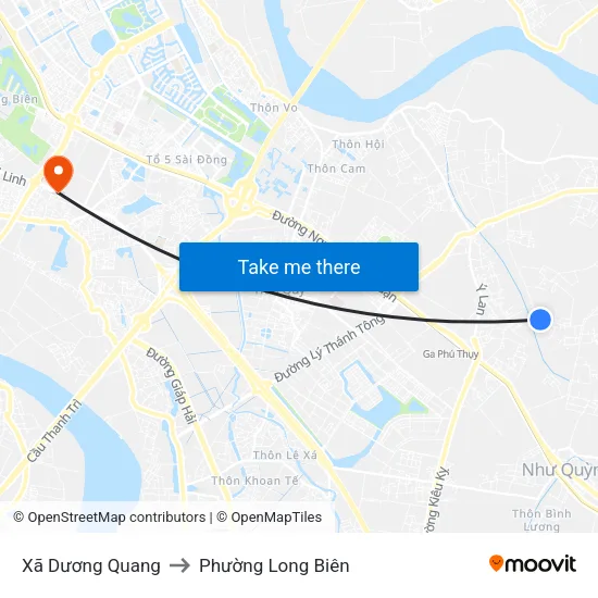 Xã Dương Quang to Phường Long Biên map