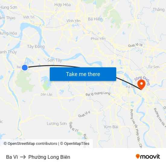 Ba Vì to Phường Long Biên map