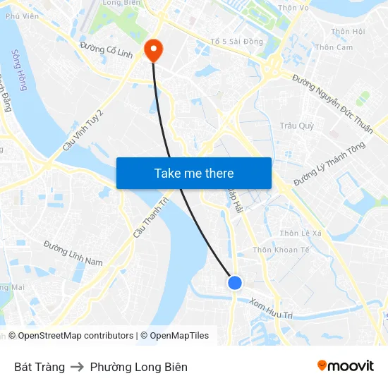 Bát Tràng to Phường Long Biên map