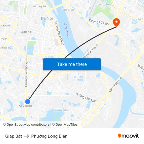 Giáp Bát to Phường Long Biên map