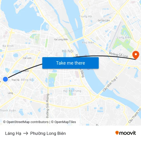 Láng Hạ to Phường Long Biên map