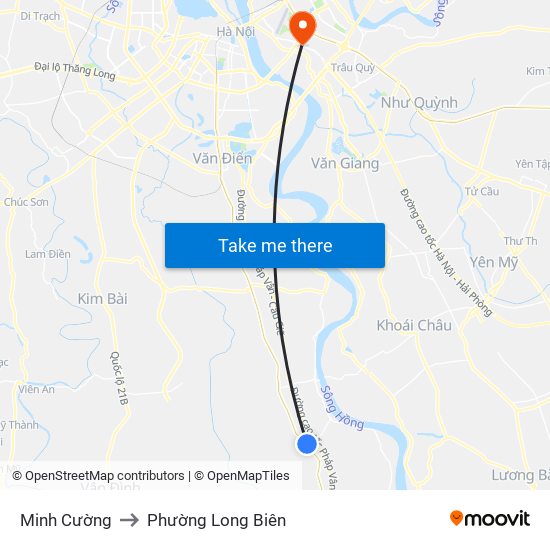 Minh Cường to Phường Long Biên map