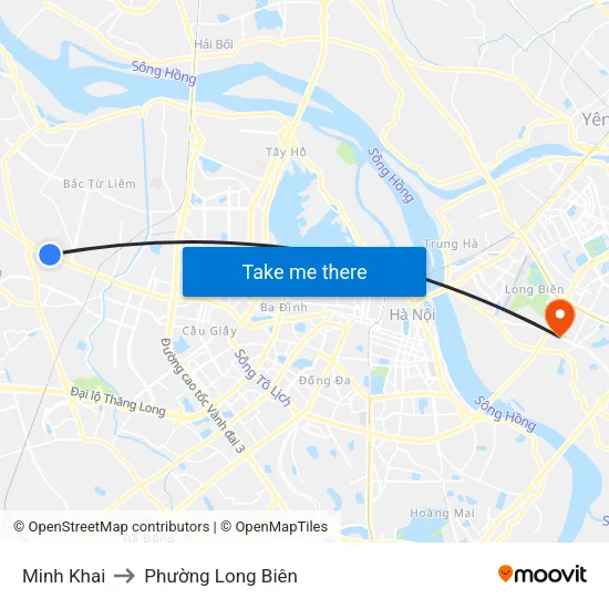 Minh Khai to Phường Long Biên map