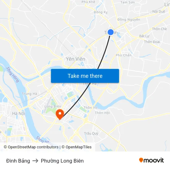 Đình Bảng to Phường Long Biên map