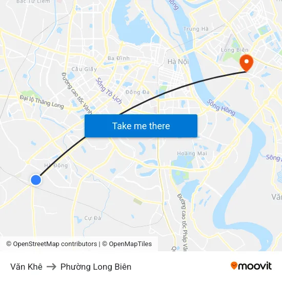 Văn Khê to Phường Long Biên map