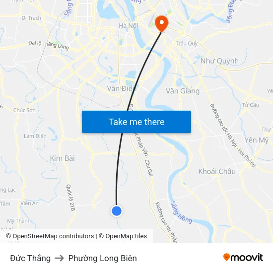 Đức Thắng to Phường Long Biên map