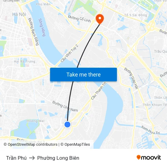 Trần Phú to Phường Long Biên map