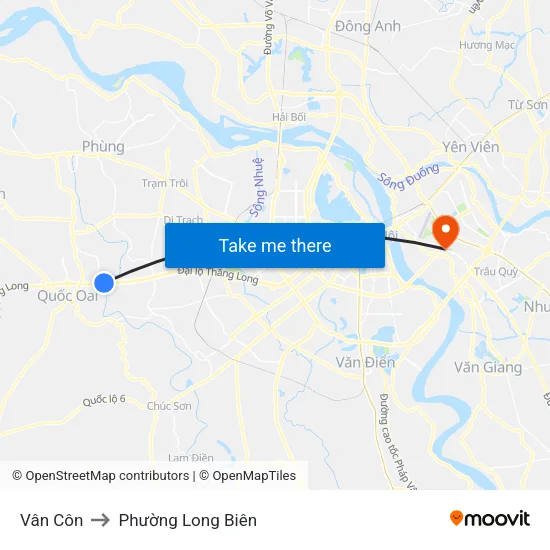 Vân Côn to Phường Long Biên map