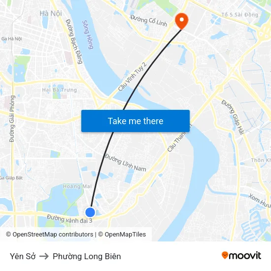 Yên Sở to Phường Long Biên map