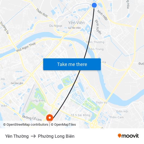 Yên Thường to Phường Long Biên map