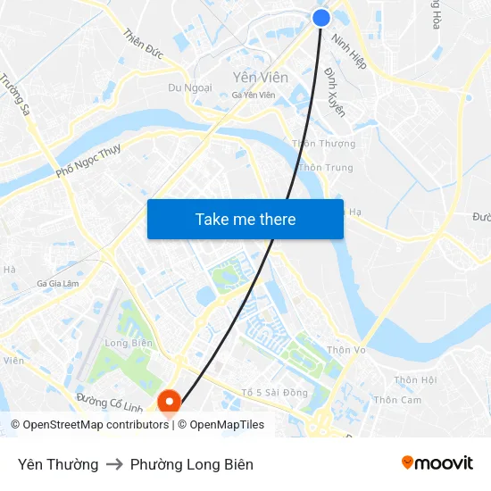 Yên Thường to Phường Long Biên map