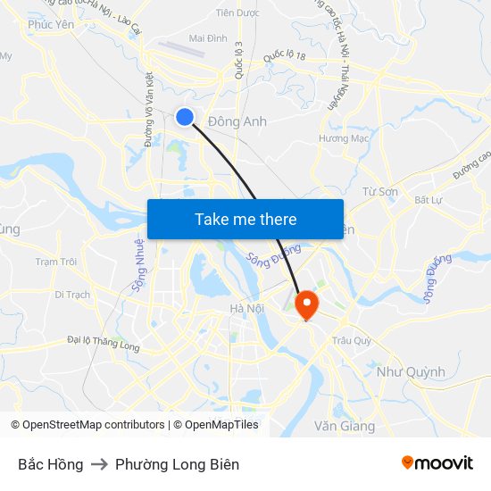 Bắc Hồng to Phường Long Biên map