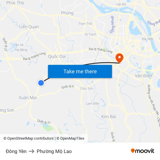 Đông Yên to Phường Mộ Lao map