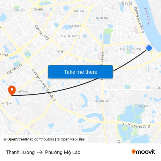 Thanh Lương to Phường Mộ Lao map