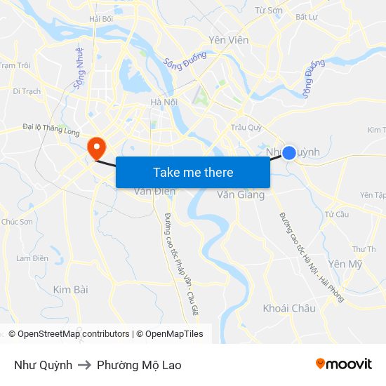 Như Quỳnh to Phường Mộ Lao map