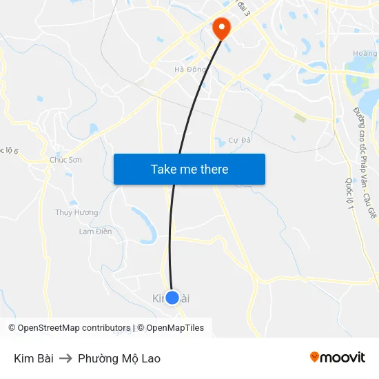 Kim Bài to Phường Mộ Lao map
