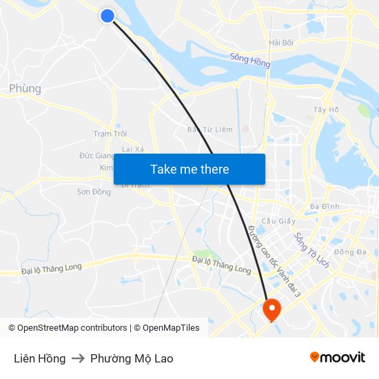 Liên Hồng to Phường Mộ Lao map