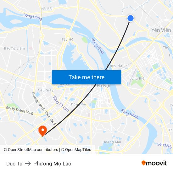 Dục Tú to Phường Mộ Lao map