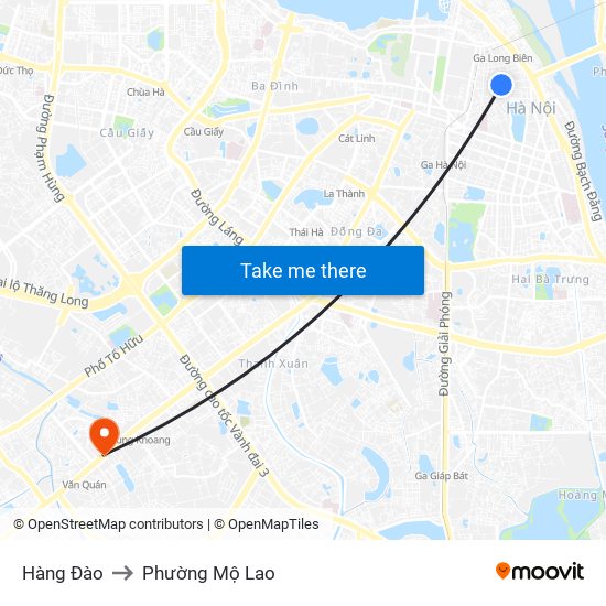 Hàng Đào to Phường Mộ Lao map