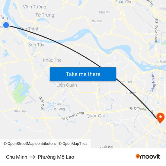 Chu Minh to Phường Mộ Lao map