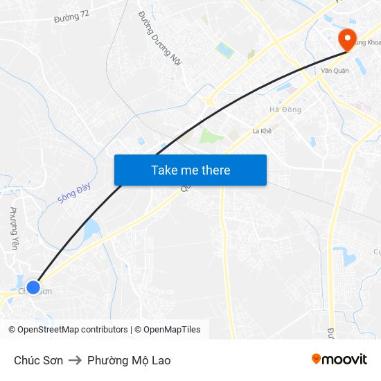 Chúc Sơn to Phường Mộ Lao map