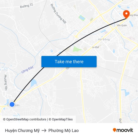 Huyện Chương Mỹ to Phường Mộ Lao map