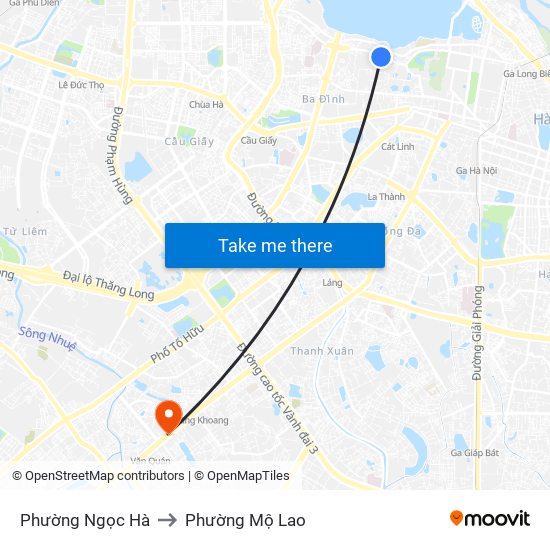 Phường Ngọc Hà to Phường Mộ Lao map