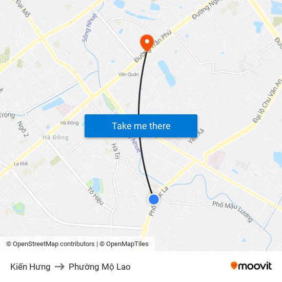 Kiến Hưng to Phường Mộ Lao map