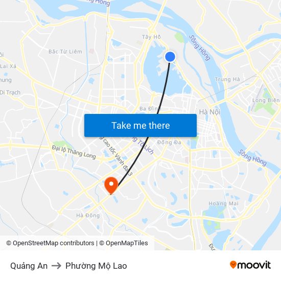 Quảng An to Phường Mộ Lao map