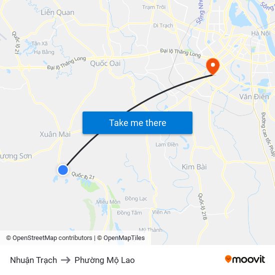 Nhuận Trạch to Phường Mộ Lao map