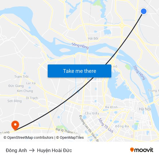 Đông Anh to Huyện Hoài Đức map