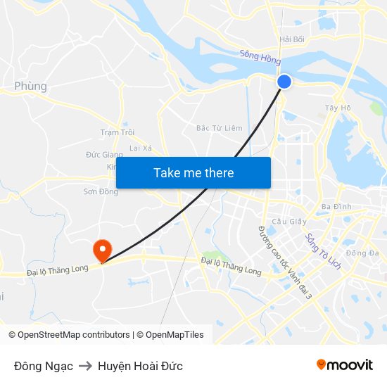 Đông Ngạc to Huyện Hoài Đức map