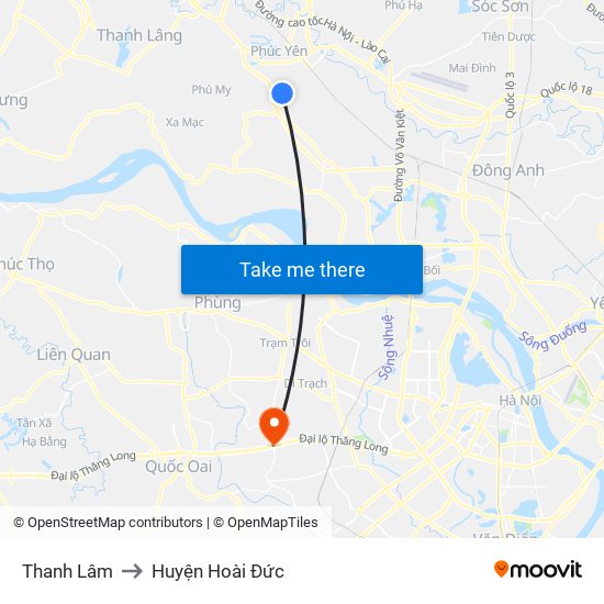 Thanh Lâm to Huyện Hoài Đức map