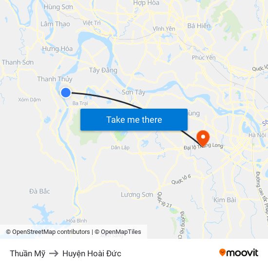 Thuần Mỹ to Huyện Hoài Đức map