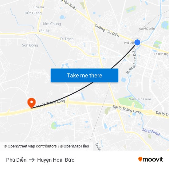 Phú Diễn to Huyện Hoài Đức map