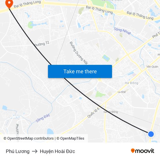 Phú Lương to Huyện Hoài Đức map