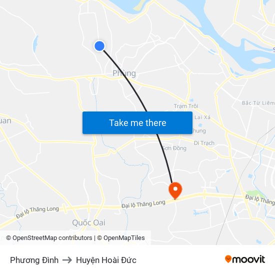 Phương Đình to Huyện Hoài Đức map