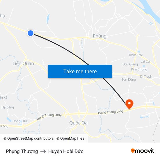 Phụng Thượng to Huyện Hoài Đức map