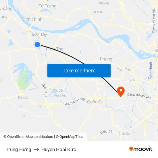 Trung Hưng to Huyện Hoài Đức map